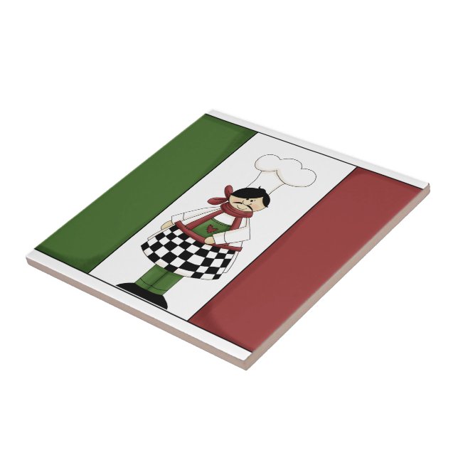 Italienischer Koch #8 mit Flaggenfolie Fliese (Seite)