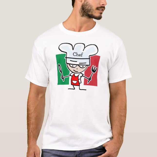 Italienischer Koch, der T-Shirt - kundengerechten (Vorderseite)