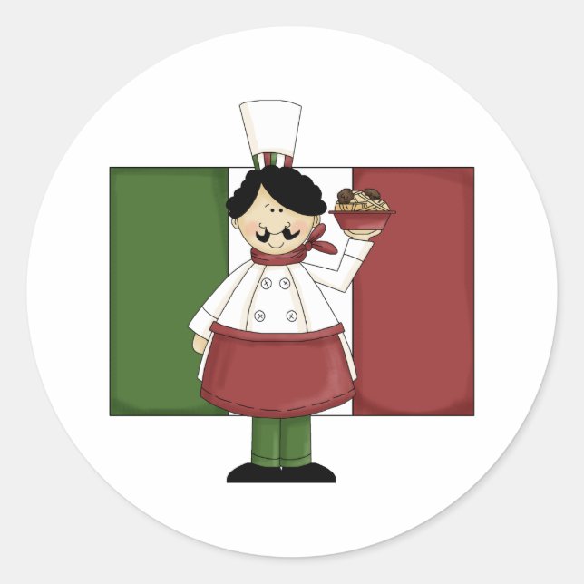 Italienischer Koch - individuell anpassbar Runder Aufkleber (Vorderseite)
