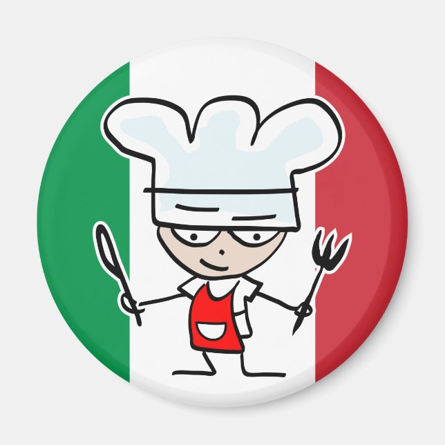 Italienischer Koch Kühlschrankmagnet mit Cartoon u (Vorne)