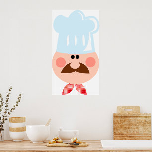 Italienischer Koch mit Schnurrbart und Hut Poster