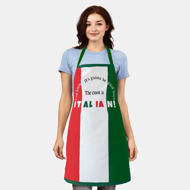 Italienischer Koch Niedliche All-over-Print-Schürz Schürze (Getragen)
