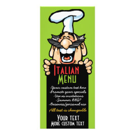 Italienischer Koch Party Catering Speisekarte Pizz Werbekarte