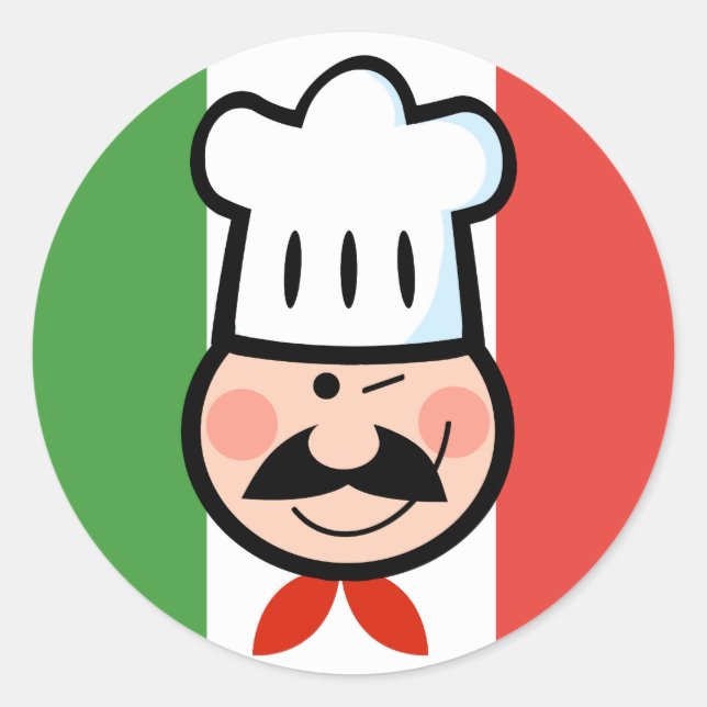 Italienischer Koch Runder Aufkleber (Vorderseite)