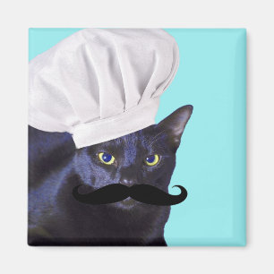 Italienischer Koch, schwarze Katze Magnet