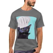 Italienischer Koch, schwarze Katze