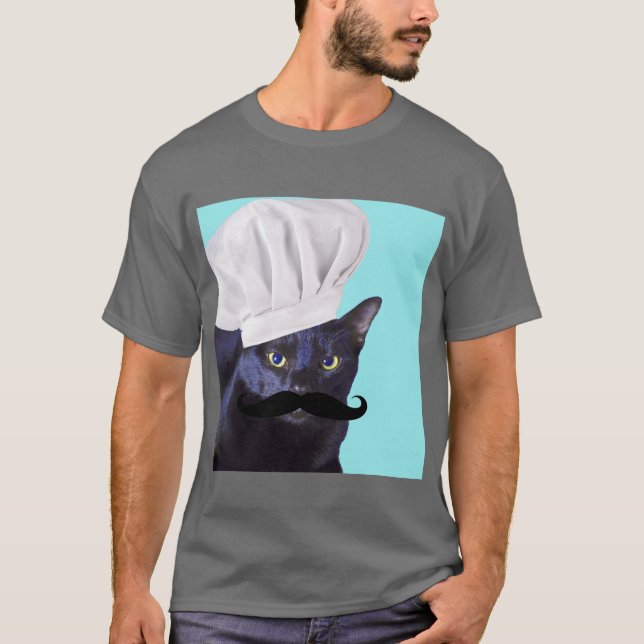 Italienischer Koch, schwarze Katze T-Shirt (Vorderseite)