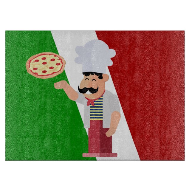 Italienischer Koch und Pizza Schneidebrett (Vorderseite)
