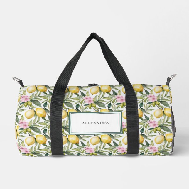 Italienischer Lemon Blossom Mittelmeer Wasserfarbe Duffle Bag (Vorderseite)