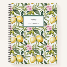 Italienischer Lemon Blossom Mittelmeer Wasserfarbe Notizbuch