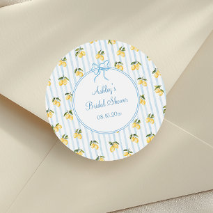 Italienischer Lemon Blue Bow Runder Aufkleber