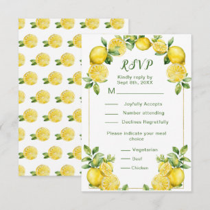 Italienischer Lemon Greenerity Frame Wedding RSVP Karte