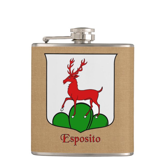Italienischer Nachname Esposito Heraldic Shield Flachmann (Vorderseite)