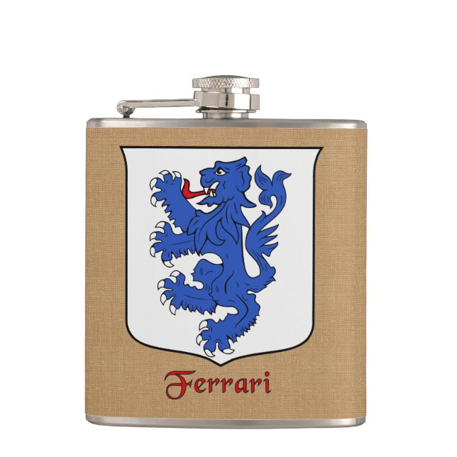Italienischer Nachname Ferrari Heraldic Shield Flachmann (Vorderseite)