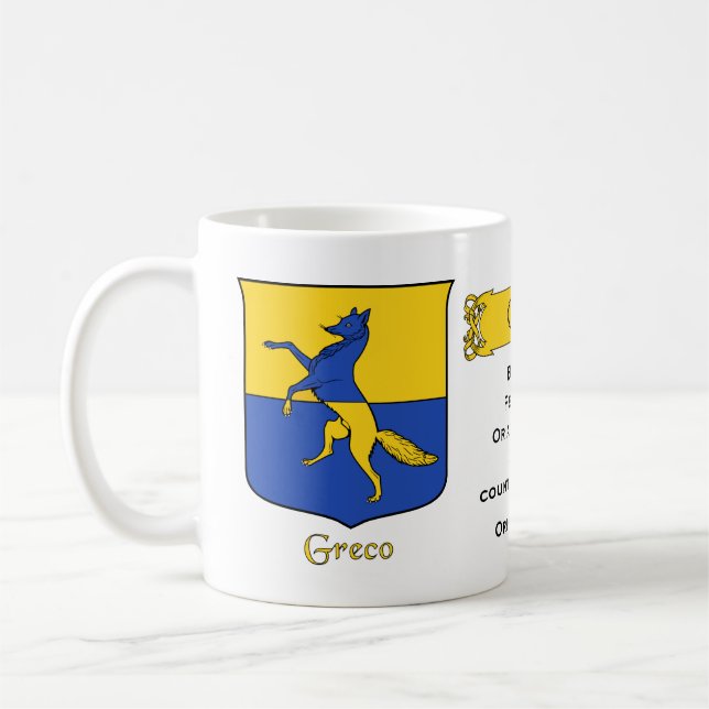 Italienischer Nachname Greco Heraldic Shield und B Kaffeetasse (Links)