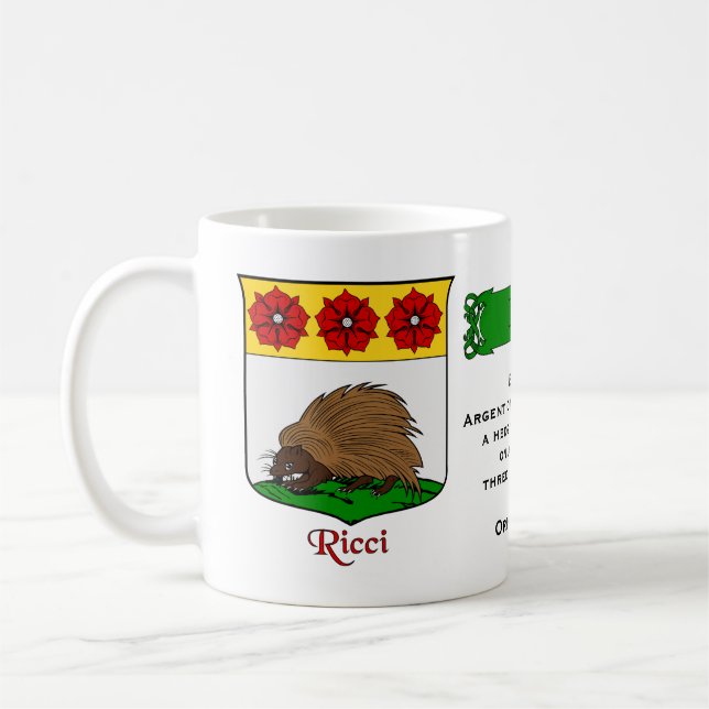Italienischer Nachname Ricci Heraldic Shield und B Kaffeetasse (Links)