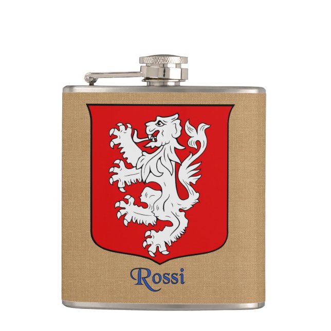 Italienischer Nachname Rossi Heraldic Shield Flachmann (Vorderseite)