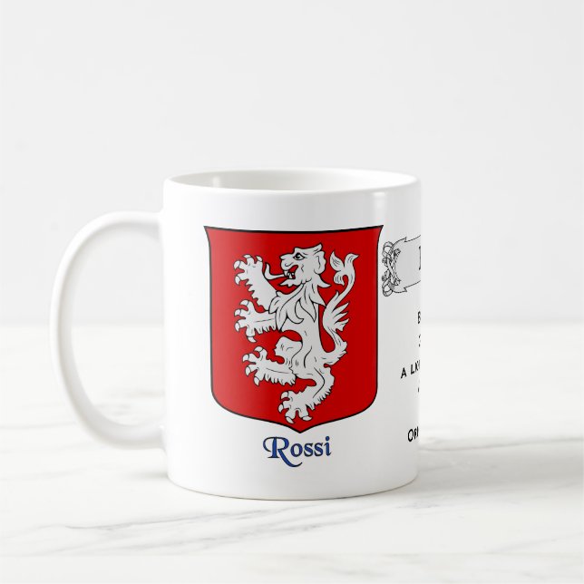 Italienischer Nachname Rossi Heraldic Shield und B Kaffeetasse (Links)