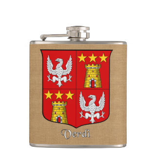 Italienischer Nachname Verdi Heraldic Shield Flachmann