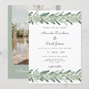 Italienischer Olivenzweig Boho Moderne Hochzeit Einladung
