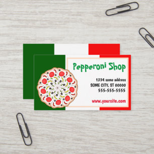Italienischer Pepperoni-Pizza-Shop Restaurant Visitenkarte