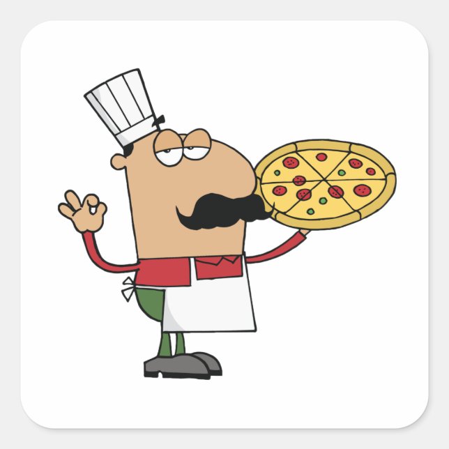 Italienischer Pizza-Koch Quadratischer Aufkleber (Vorderseite)