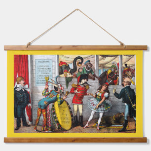 Italienischer politischer Cartoon der Circus-Künst Wandteppich Mit Holzrahmen