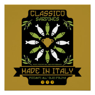 Italienischer Sardinen-Kunstprint Küchengeschenk Poster