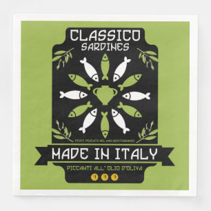 Italienischer Sardinen-Kunstprint Küchengeschenk Serviette
