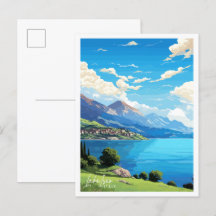 Italienischer See Vintage Reise Illustration