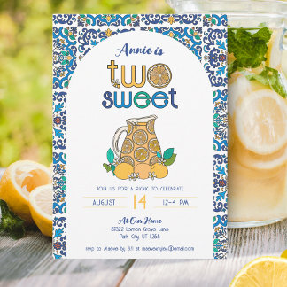 Italienischer Sommer Zwei süße Lemonade Picnic Geb Einladung