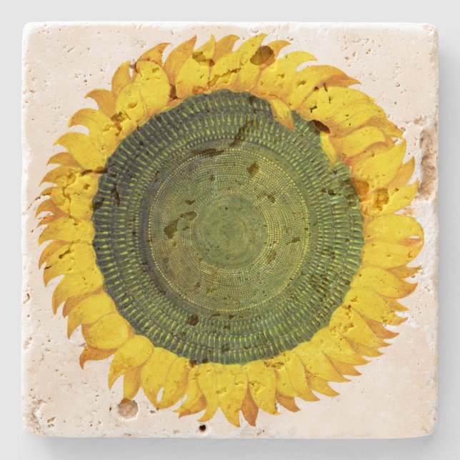 Italienischer Sonnenblume-Stein-Untersetzer Steinuntersetzer (Vorderseite)