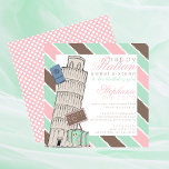 Italienischer Spumoni Schiefer Turm Sweet 16 Gebur Einladung<br><div class="desc">Italienisch thematisierte 16 . Geburtstag Geburtstagsparty Design mit Vintagen Bildern des Schiefen Turms von Pisa,  ein Reisekoffer und Reisepass auf einem spumoni farbenen gestreiften Hintergrund. Original Design von Holiday Hearts Designs mit Vintagen Bildern (Rechte vorbehalten).</div>