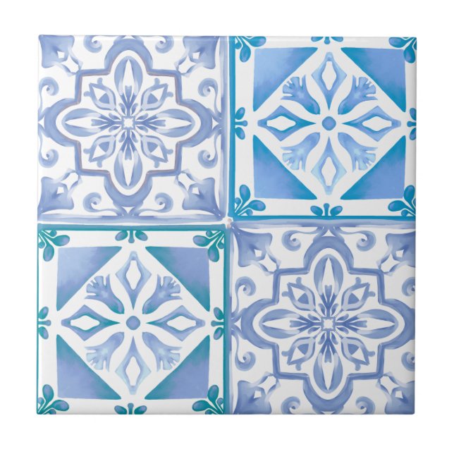 italienischer Stil, blau, mediterran gefliest, Fliese (Vorderseite)