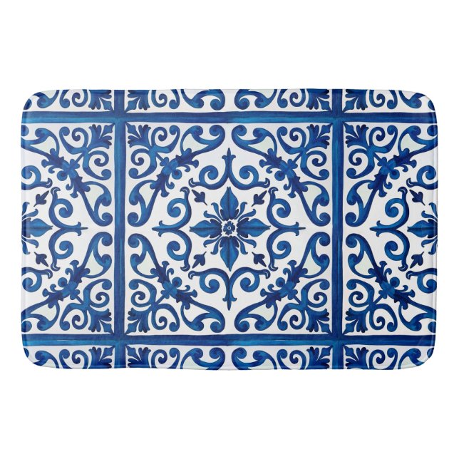 italienischer Stil, mediterran, mosaik, blau, Badematte (Vorderseite)