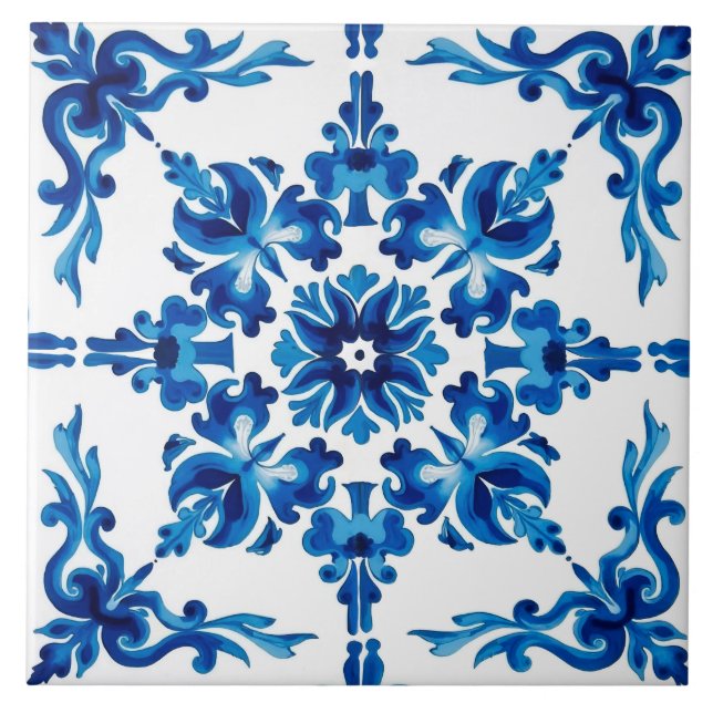 italienischer Stil, mediterran, mosaik, blau, Fliese (Vorderseite)