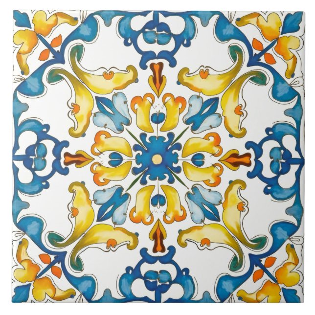 italienischer Stil, mediterran, mosaik, blau, Fliese (Vorderseite)