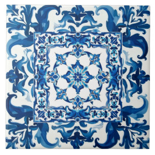 italienischer Stil, mediterran, mosaik, blau, Fliese