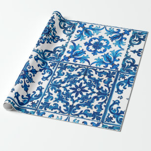 italienischer Stil, mediterran, mosaik, blau, Geschenkpapier