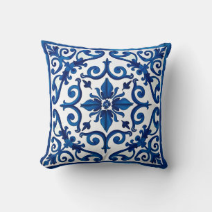 italienischer Stil, mediterran, mosaik, blau, Kissen