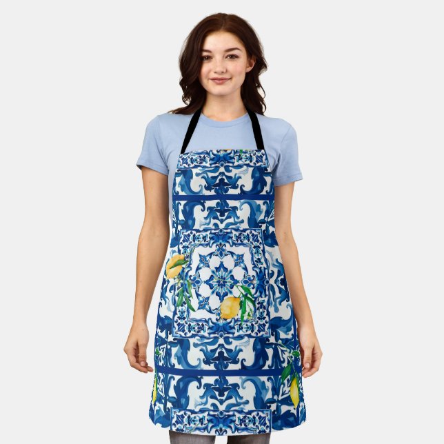italienischer Stil, mediterran, mosaik, blau, Schürze (Getragen)