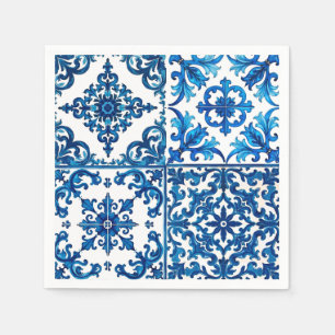 italienischer Stil, mediterran, mosaik, blau, Serviette