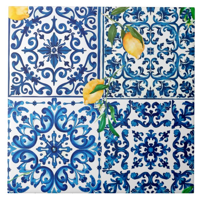 italienischer Stil, mediterran, mosaik, blau, Zitr Fliese (Vorderseite)