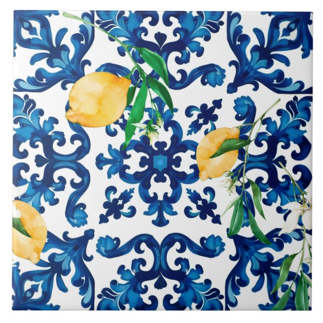 italienischer Stil, mediterran, mosaik, blau, Zitr Fliese (Vorderseite)