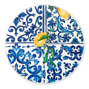 italienischer Stil, mediterran, mosaik, blau, Zitr Keramikknauf
