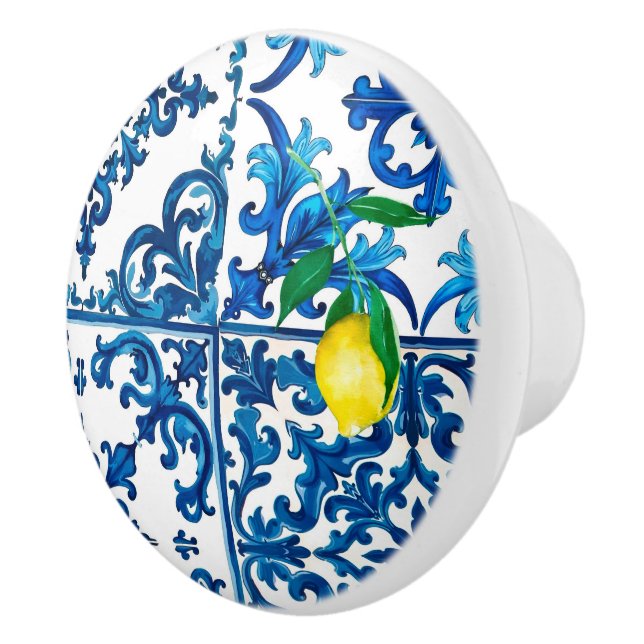 italienischer Stil, mediterran, mosaik, blau, Zitr Keramikknauf (Rechts)