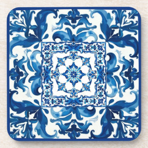Italienischer Stil, Mittelmeer, Mosaik, blau, Getränkeuntersetzer