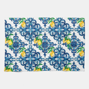 italienischer Stil, Mosaik, Blau, Zitrone, Geschirrtuch