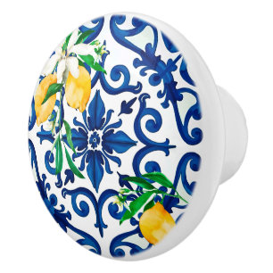 italienischer Stil, Mosaik, Blau, Zitrone, Keramikknauf