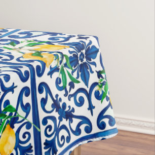 italienischer Stil, Mosaik, Blau, Zitrone, Tischdecke